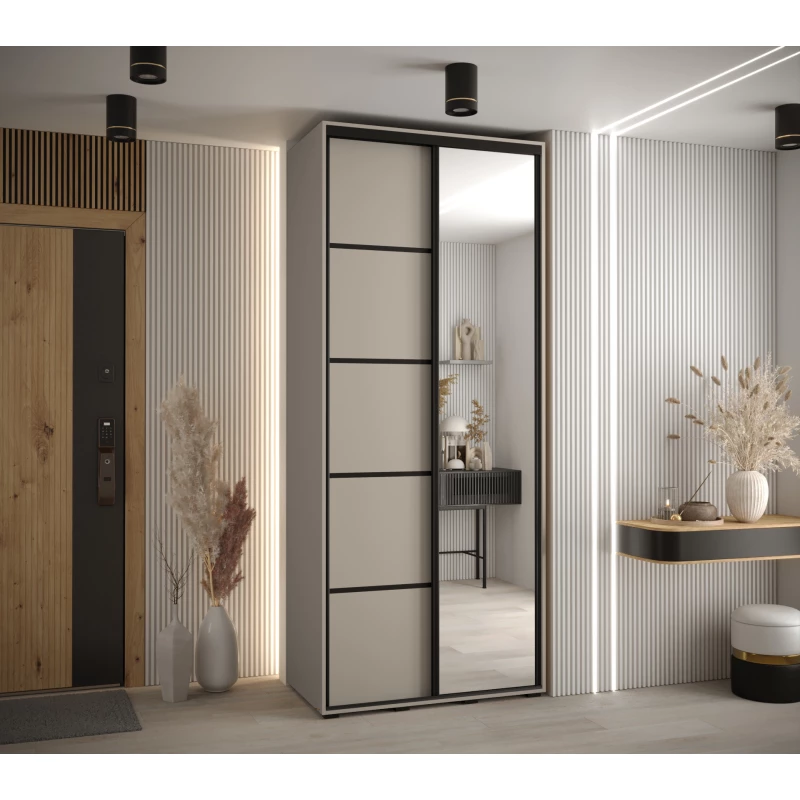 Šatní skříň INDIRA 5 - 120/60 cm, kašmír / černá