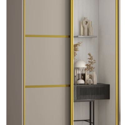Šatní skříň INDIRA 5 - 110/60 cm, kašmír / zlatá