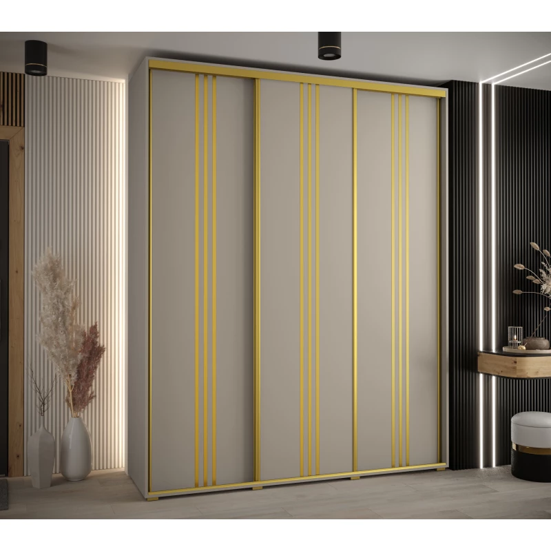 Šatní skříň INDIRA 6 - 190/60 cm, kašmír / zlatá