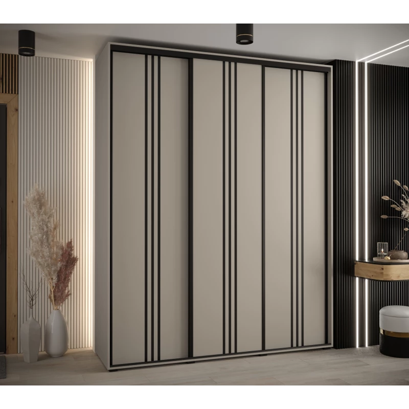 Šatní skříň INDIRA 6 - 190/60 cm, kašmír / černá