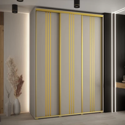 Šatní skříň INDIRA 6 - 180/60 cm, kašmír / zlatá