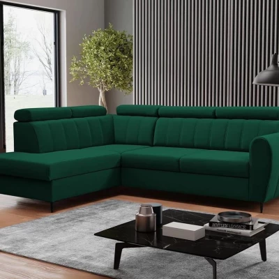 Rozkládací sedačka s úložným prostorem LAKEWAY L - zelená, levý roh