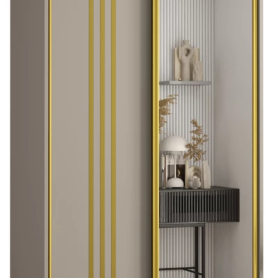 Šatní skříň INDIRA 7 - 110/60 cm, kašmír / zlatá