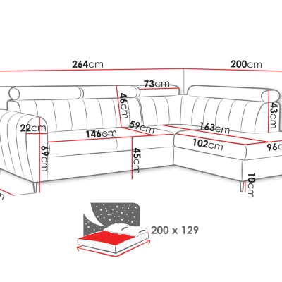 Rozkládací sedačka s úložným prostorem LAKEWAY L - zelená, levý roh