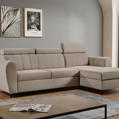 Rohová sedačka s úložným prostorem LAKEWAY MINI - béžová, pravý roh