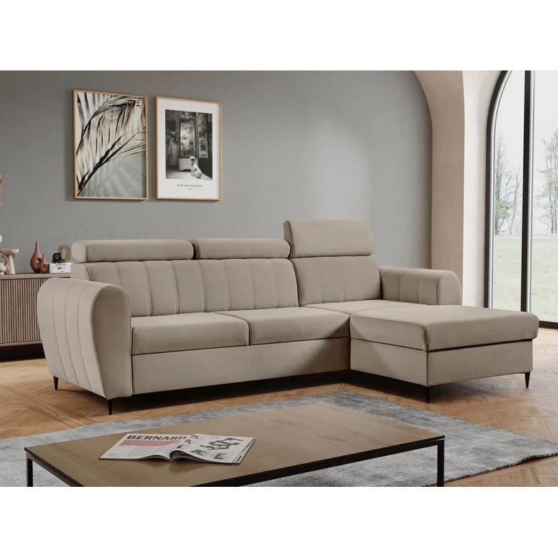 Rohová sedačka s úložným prostorem LAKEWAY MINI - béžová, pravý roh