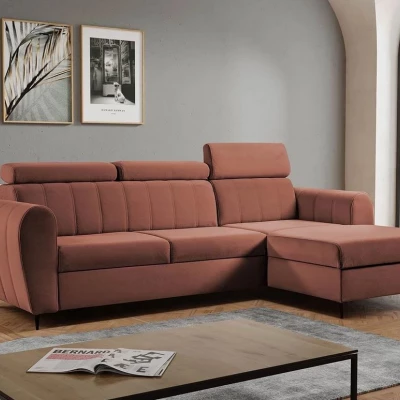 Rohová sedačka s úložným prostorem LAKEWAY MINI - indická růžová, pravý roh
