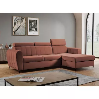 Rohová sedačka s úložným prostorem LAKEWAY MINI - indická růžová, pravý roh