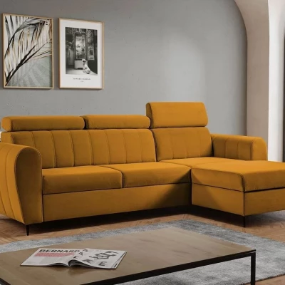 Rohová sedačka s úložným prostorem LAKEWAY MINI - hořčicová, pravý roh