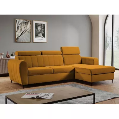 Rohová sedačka s úložným prostorem LAKEWAY MINI - hořčicová, pravý roh