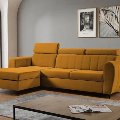 Rohová sedačka s úložným prostorem LAKEWAY MINI - hořčicová, levý roh