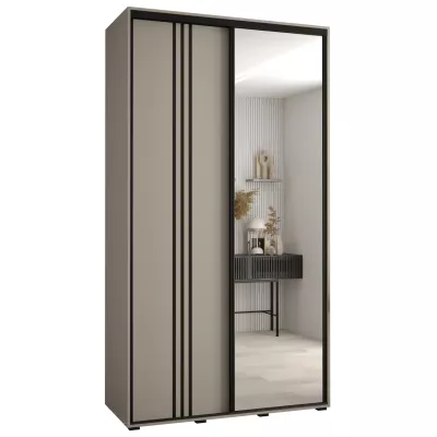 Šatní skříň INDIRA 7 - 130/60 cm, kašmír / černá