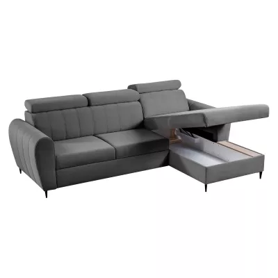 Rohová sedačka s úložným prostorem LAKEWAY MINI - šedá, pravý roh