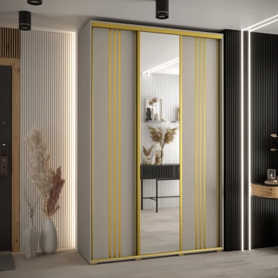 Šatní skříň INDIRA 7 - 160/60 cm, kašmír / zlatá