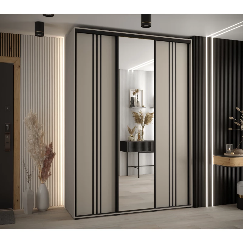 Šatní skříň INDIRA 7 - 170/60 cm, kašmír / černá