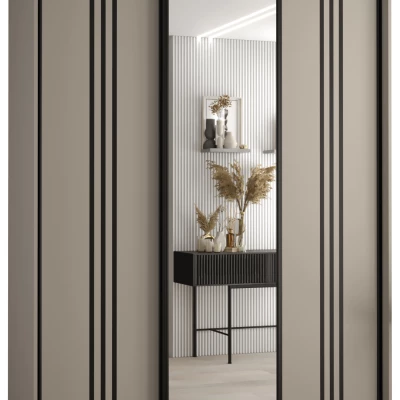 Šatní skříň INDIRA 7 - 170/60 cm, kašmír / černá