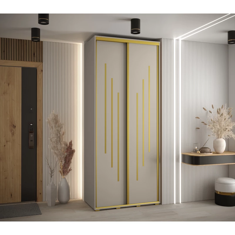 Šatní skříň INDIRA 8 - 100/60 cm, kašmír / zlatá