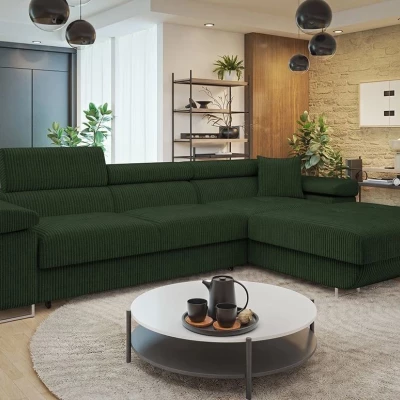 Rohová sedačka na každodenní spaní LABUS MINI - zelená, pravý roh