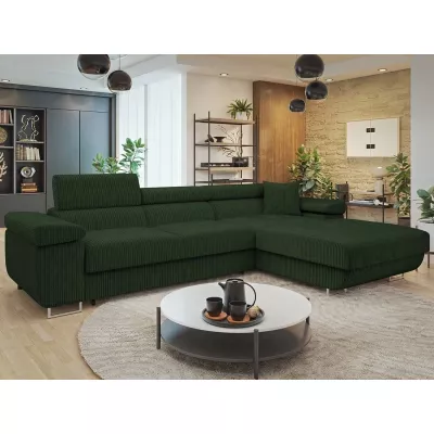 Rohová sedačka na každodenní spaní LABUS MINI - zelená, pravý roh