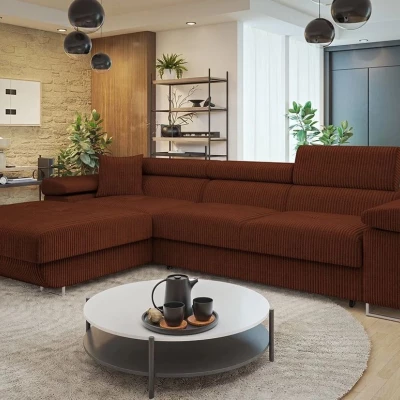 Rohová sedačka na každodenní spaní LABUS MINI - čokoládová, levý roh