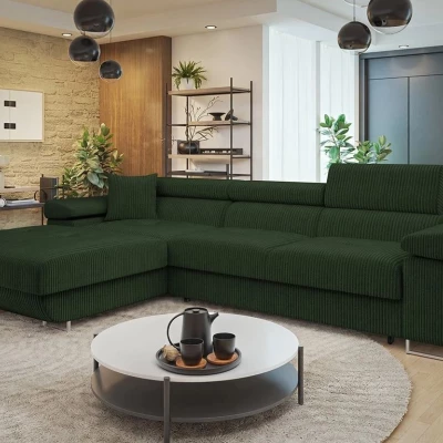 Rohová sedačka na každodenní spaní LABUS MINI - zelená, levý roh