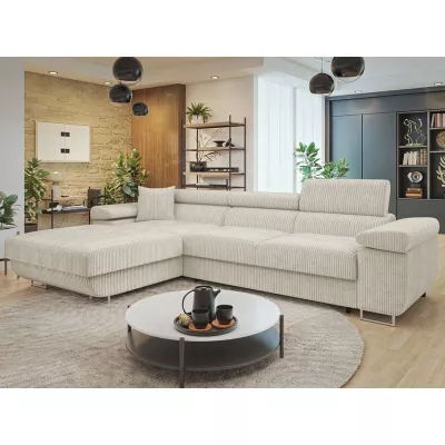 Rohová sedačka na každodenní spaní LABUS MINI - krémová, levý roh