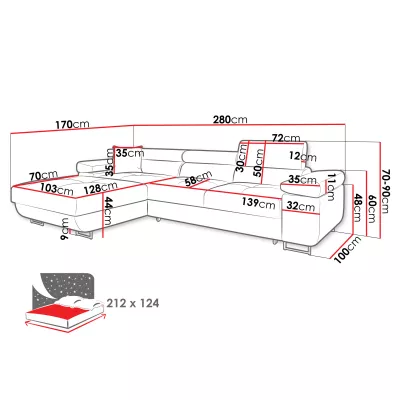 Rohová sedačka na každodenní spaní LABUS MINI - čokoládová, levý roh