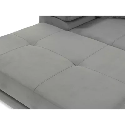 Rohová sedačka na každodenní spaní LABUS MINI - bílá ekokůže / šedá, pravý roh