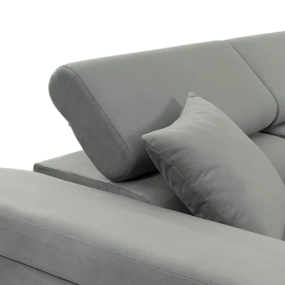 Rohová sedačka na každodenní spaní LABUS MINI - bílá ekokůže / šedá, levý roh