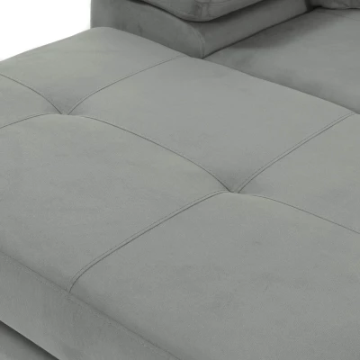 Rohová sedačka na každodenní spaní LABUS MINI - bílá ekokůže / šedá, levý roh