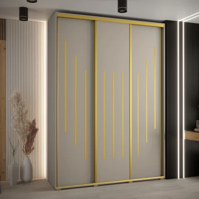 Šatní skříň INDIRA 8 - 180/60 cm, kašmír / zlatá