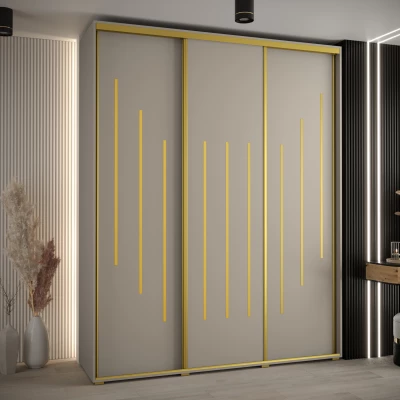 Šatní skříň INDIRA 8 - 190/60 cm, kašmír / zlatá