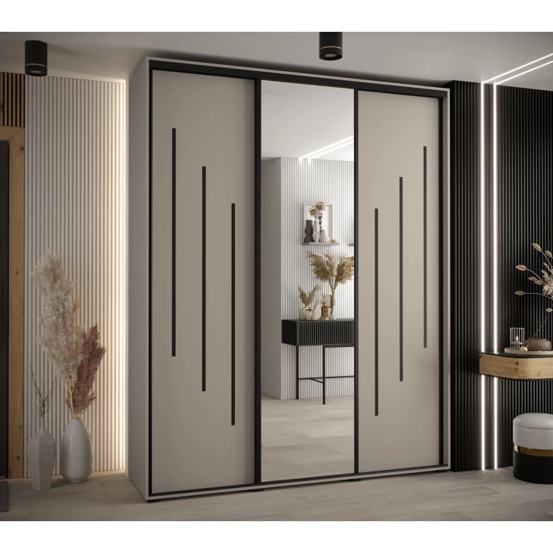 Šatní skříň INDIRA 9 - 200/60 cm, kašmír / černá