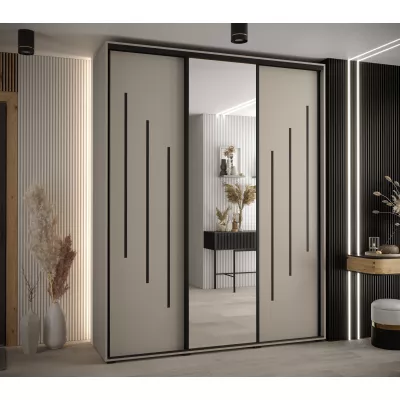 Šatní skříň INDIRA 9 - 200/60 cm, kašmír / černá