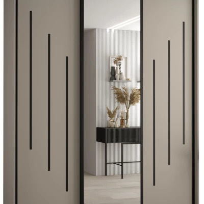 Šatní skříň INDIRA 9 - 200/60 cm, kašmír / černá