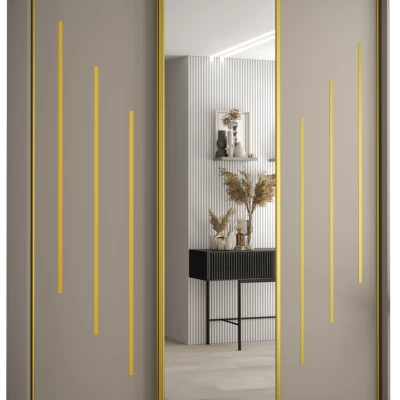 Šatní skříň INDIRA 9 - 190/60 cm, kašmír / zlatá