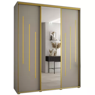 Šatní skříň INDIRA 9 - 190/60 cm, kašmír / zlatá