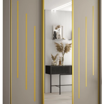 Šatní skříň INDIRA 9 - 170/60 cm, kašmír / zlatá
