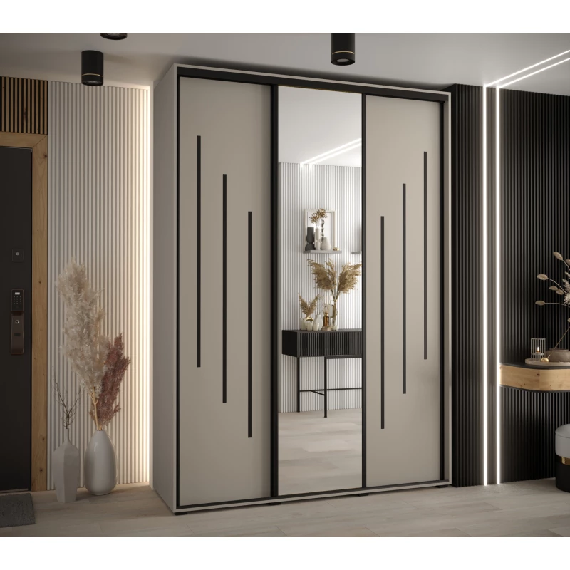 Šatní skříň INDIRA 9 - 170/60 cm, kašmír / černá