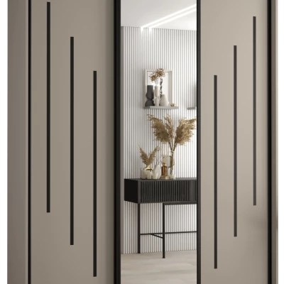 Šatní skříň INDIRA 9 - 170/60 cm, kašmír / černá