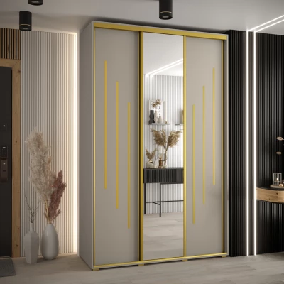 Šatní skříň INDIRA 9 - 150/60 cm, kašmír / zlatá