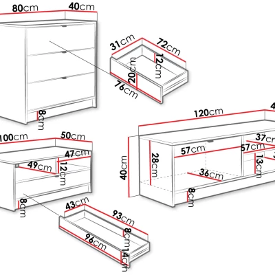 Sestava do obývacího pokoje TABORO 2 - bílá