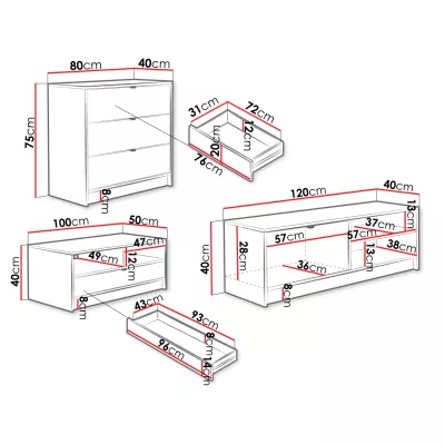Sestava do obývacího pokoje TABORO 2 - bílá