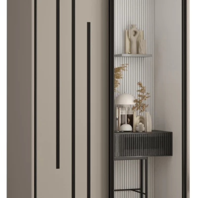 Šatní skříň INDIRA 9 - 110/60 cm, kašmír / černá