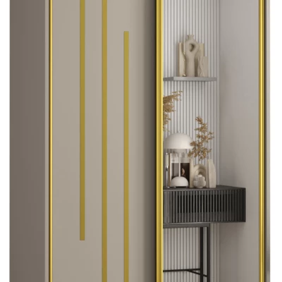 Šatní skříň INDIRA 9 - 100/60 cm, kašmír / zlatá