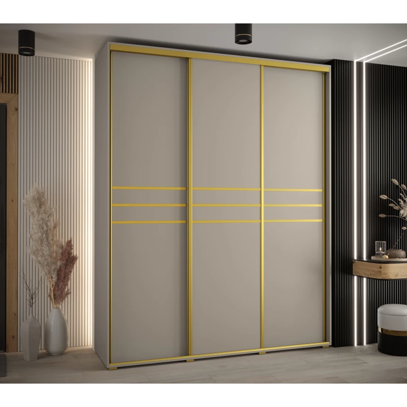 Šatní skříň INDIRA 10 - 190/60 cm, kašmír / zlatá