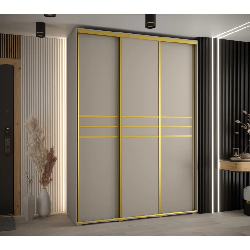 Šatní skříň INDIRA 10 - 170/60 cm, kašmír / zlatá