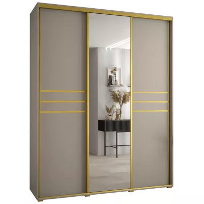 Šatní skříň INDIRA 11 - 200/60 cm, kašmír / zlatá