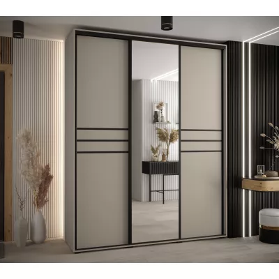 Šatní skříň INDIRA 11 - 200/60 cm, kašmír / černá