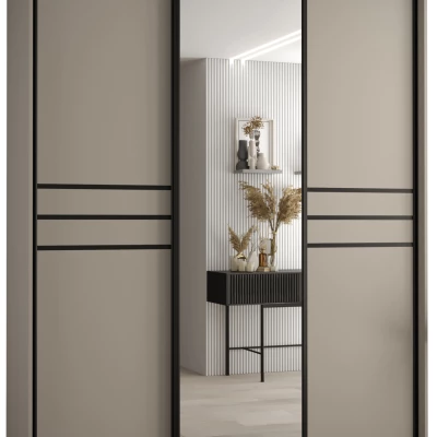 Šatní skříň INDIRA 11 - 200/60 cm, kašmír / černá